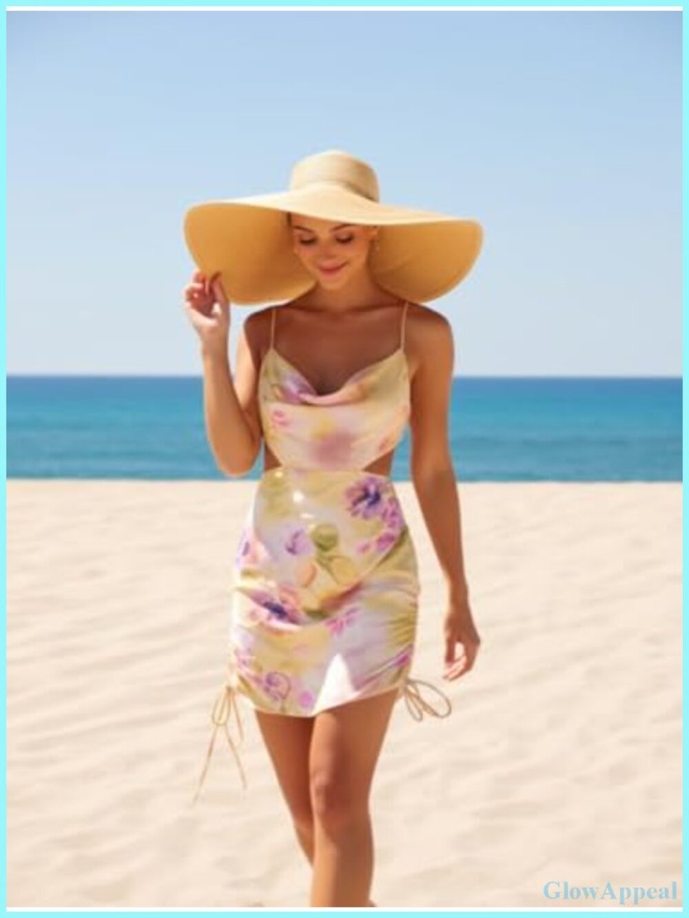 Women's Sexy Bodycon Mini Dress with Adjustable Straps and Waist Cutouts - Picture 2 of 5